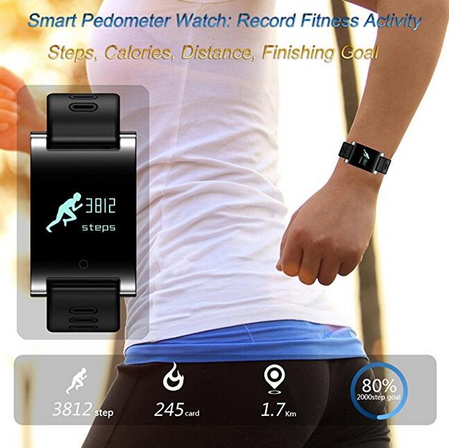 kingkok Blood Pressure Monitor Touch Screen Personal Fitness Tracker Waterproof Pedometer Heart Rate Activity Tracker Watch